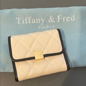 NWOT Tiffany & Fred Cream and Black Quilted Wallet